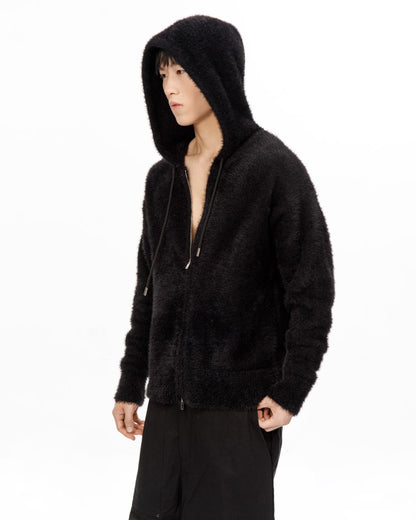 THE FAUX MOHAIR ZIPPED CARDIGAN