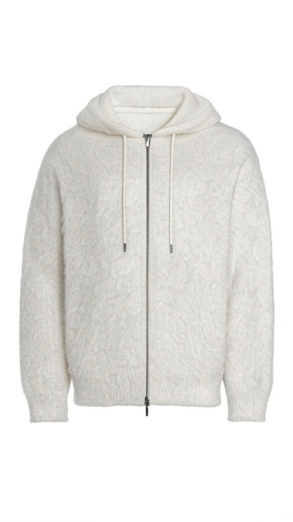 THE FAUX MOHAIR ZIPPED CARDIGAN