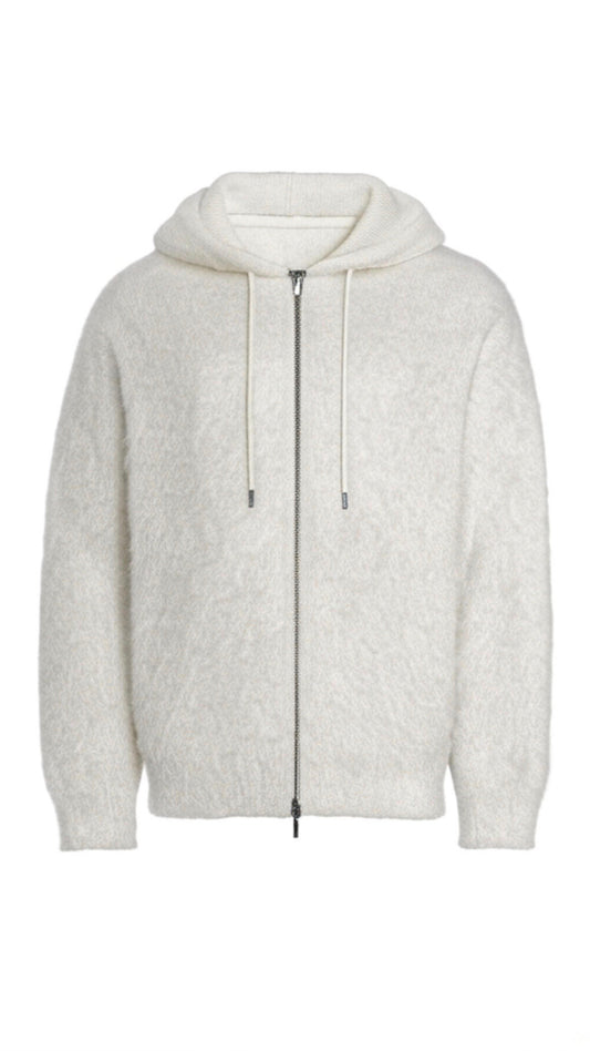 THE FAUX MOHAIR ZIPPED CARDIGAN