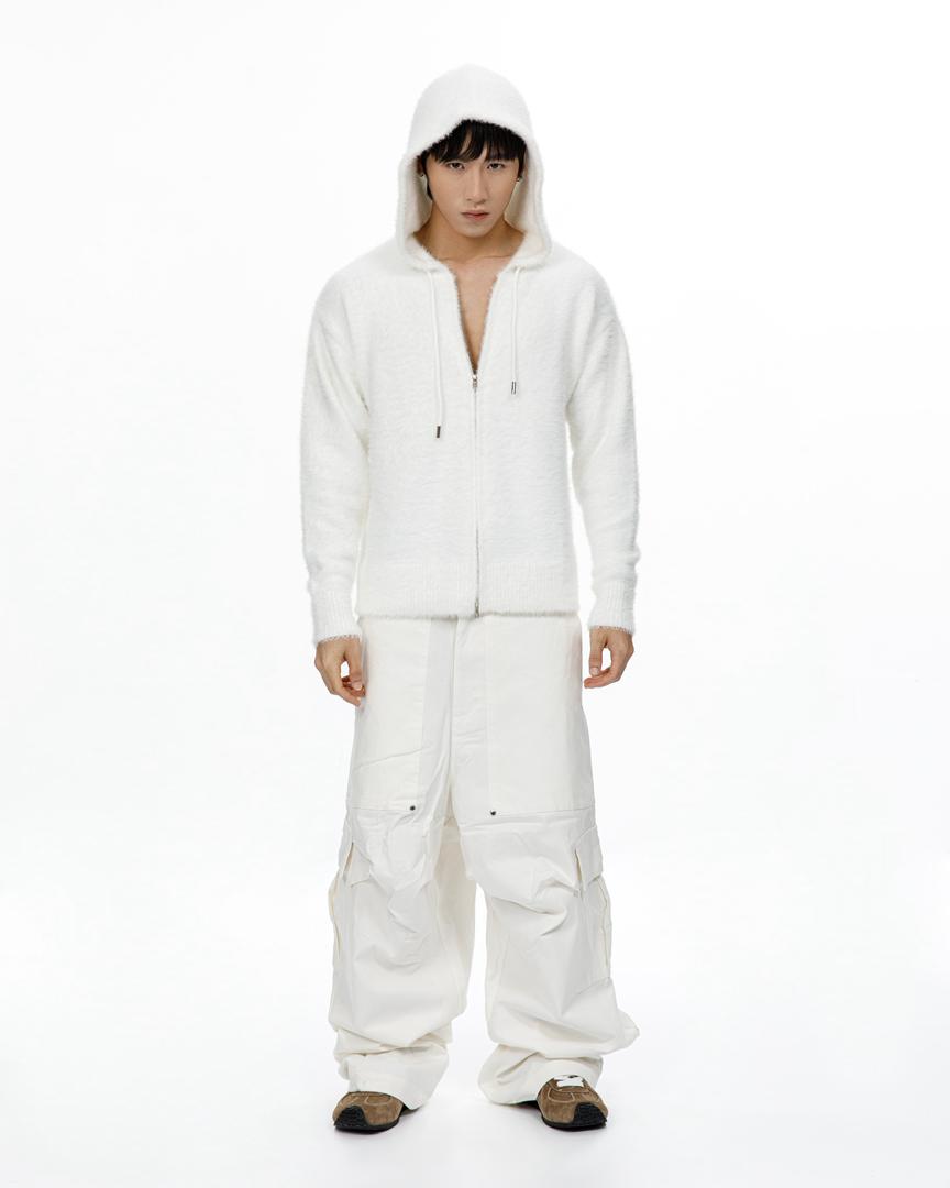 THE FAUX MOHAIR ZIPPED CARDIGAN