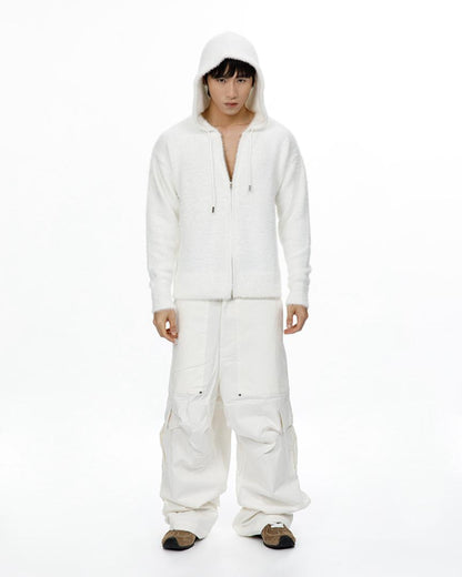 THE FAUX MOHAIR ZIPPED CARDIGAN