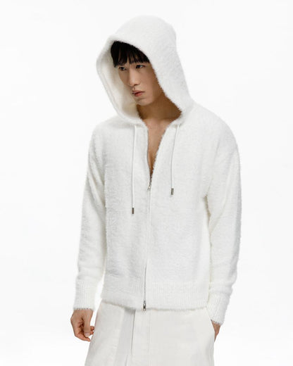 THE FAUX MOHAIR ZIPPED CARDIGAN